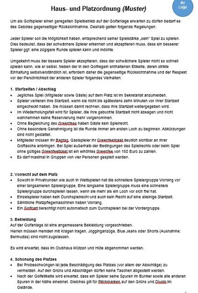 Muster Haus- und Platzordnung 