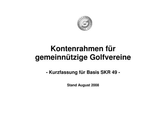 Kontenrahmen für gemeinnützige Golfvereine (Kurzfassung)