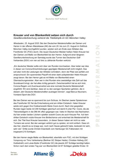 Pressemitteilung: Kreuzer und von Blankenfeld setzen sich durch