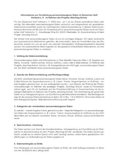 Datenschutzhinweis Abschlag Schule