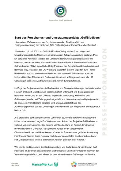 PM Projektstart GolfBiodivers
