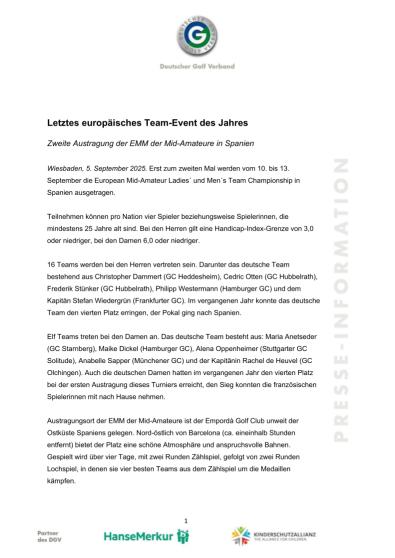 PM: Letztes europäisches Team-Event des Jahres