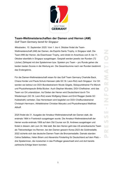PM Team-Weltmeisterschaften 2025 der Damen und Herren (AM)