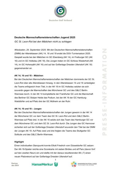 PM Deutsche Mannschaftsmeister Jugend 2025