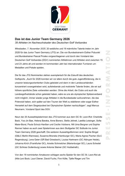 Das ist das Junior Team Germany 2026