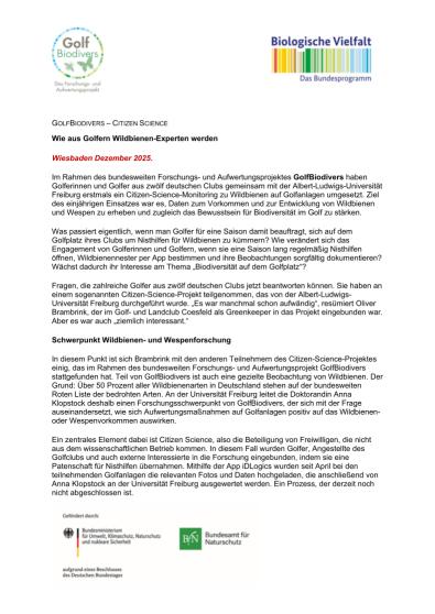 GolfBiodivers – Citizen Science