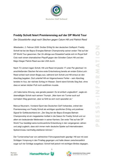 Freddy Schott feiert Premierensieg auf der DP World Tour