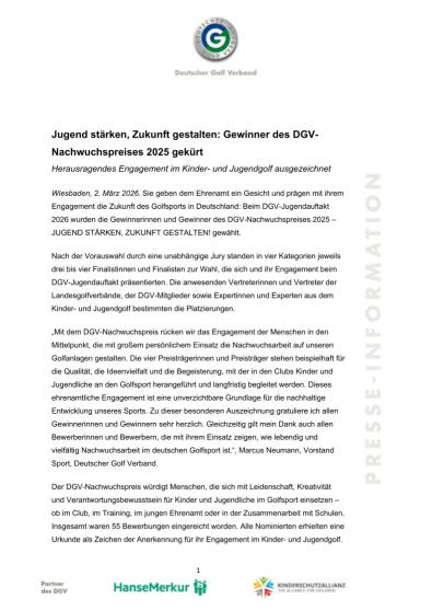 PM DGV-Nachwuchspreis 2025 - Gewinner stehen fest