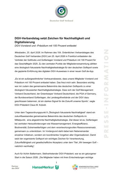 DGV-Verbandstag setzt Zeichen für Nachhaltigkeit und Digitalisierung