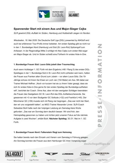 Spannender Start mit einem Ass und Major-Sieger Cejka