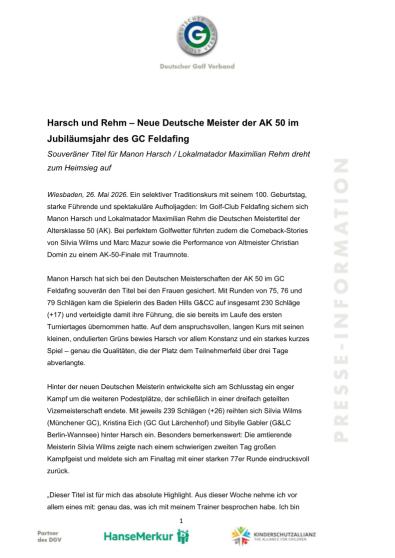 PM Max Rehm und Manon Harsch sind die neuen Deutschen Meister der AK 50