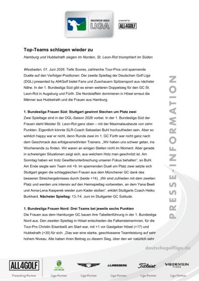 Top-Teams schlagen am zweiten Spieltag wieder zu