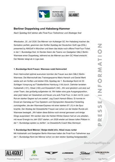 SP / PM / Berliner Doppelsieg und Habsberg-Hammer