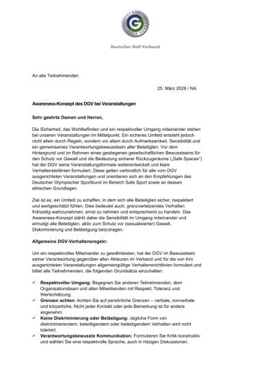  Awareness-Konzept des DGV bei Veranstaltungen