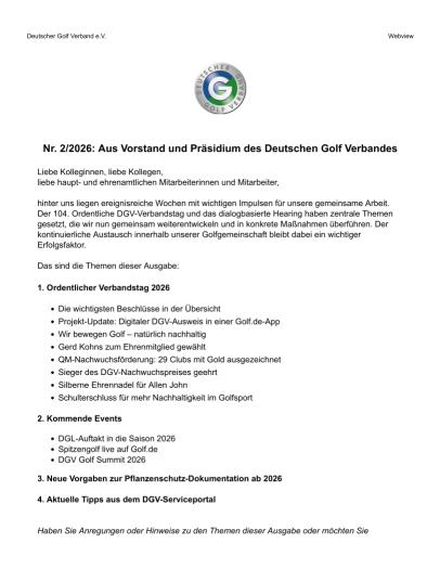 Aus Vorstand und Präsidium 2-2026