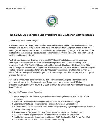 Aus Vorstand und Präsidium 5-2025