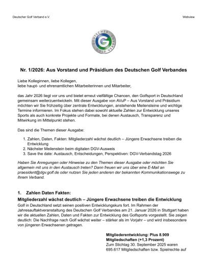 Aus Vorstand und Präsidium 1-2026