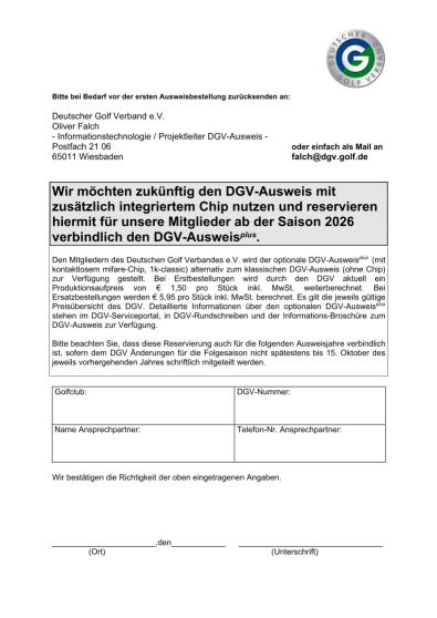 Bestellformular DGV-Ausweisplus 