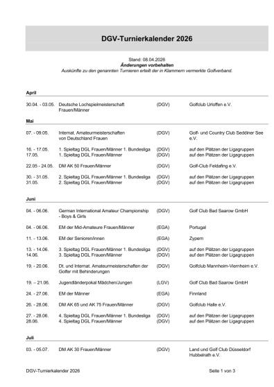 DGV-Turnierkalender 2026