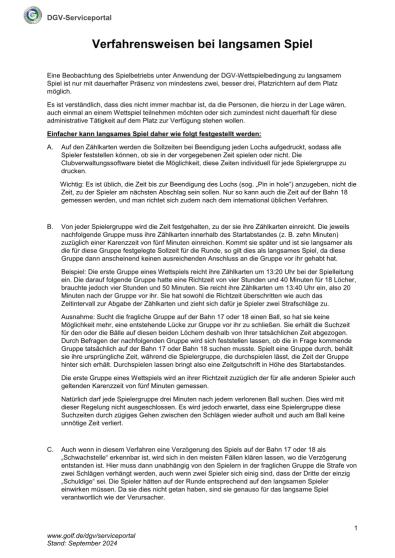 Merkblatt: Verfahrensweisen bei langsamen Spiel