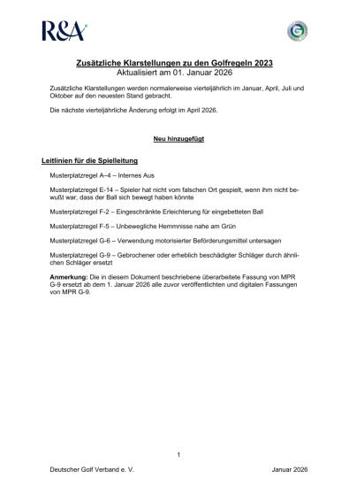 Klarstellungen zu den Golfregeln