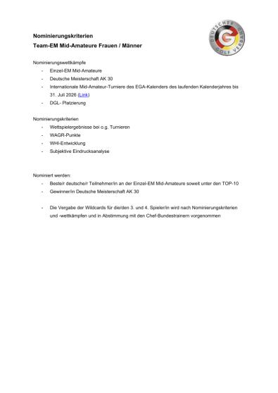 Nominierungskriterien Jungsenioren EMM 2026