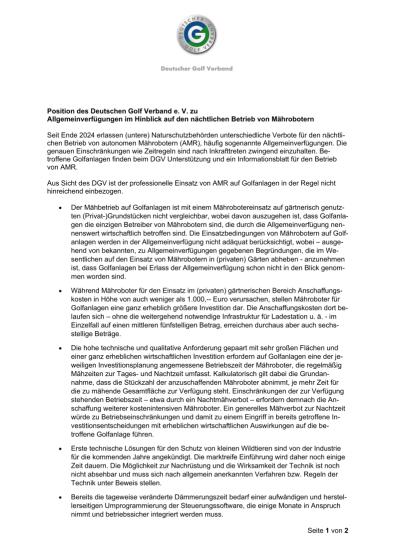 Positionspapier Mähroboter