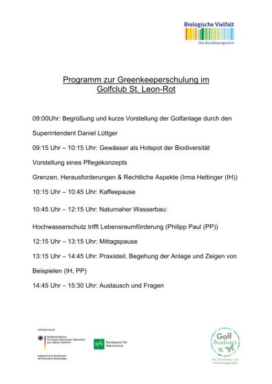 Programm Greenkeeper Schulung Golfclub St. Leon-Rot