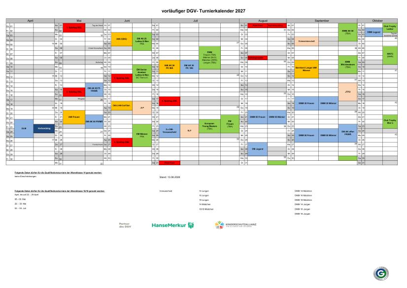 Vorläufiger DGV-Turnierkalender 2027 