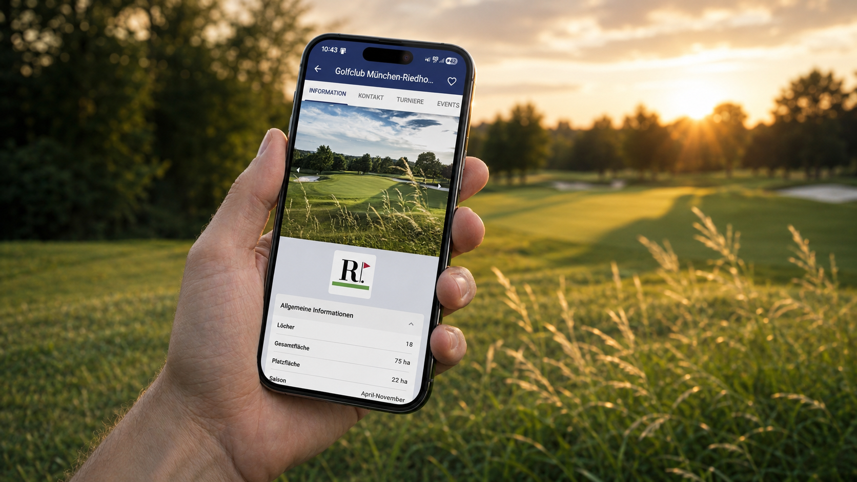 Der GC Riedhof ist einer der 13 Testclubs beim Pilotprojekt Golf.de-App mit digitalem DGV-Ausweis (Foto KI unterstützt)